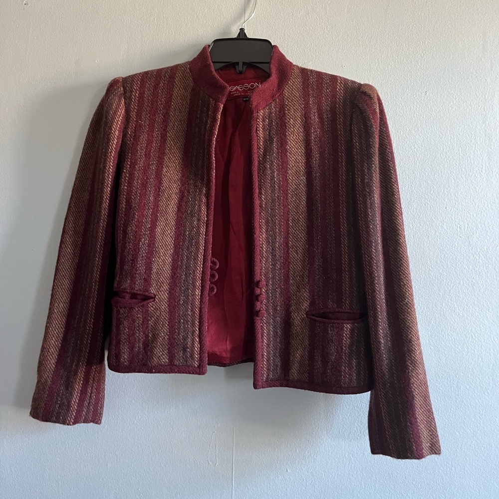 Sasson Vintage Jacket - Small - Maroon Stripe